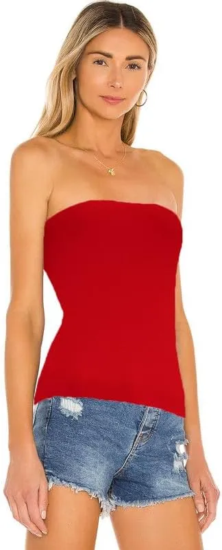 Cotton Long Tube Tops for Womens Strapless Camisoles Sexy Bandeau 3 Pieces