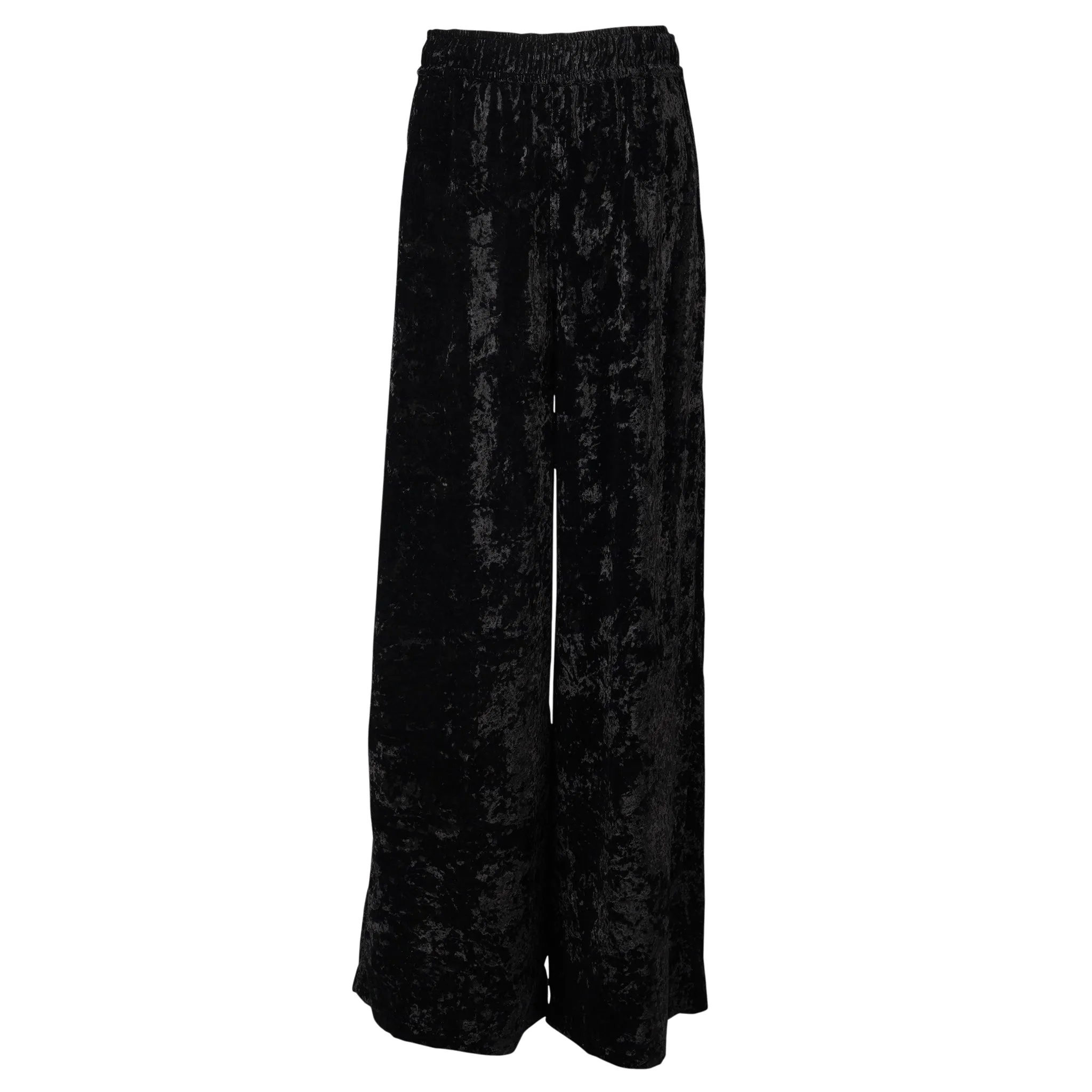 CRUSHED VELVET WIDE PANTS / BLACK