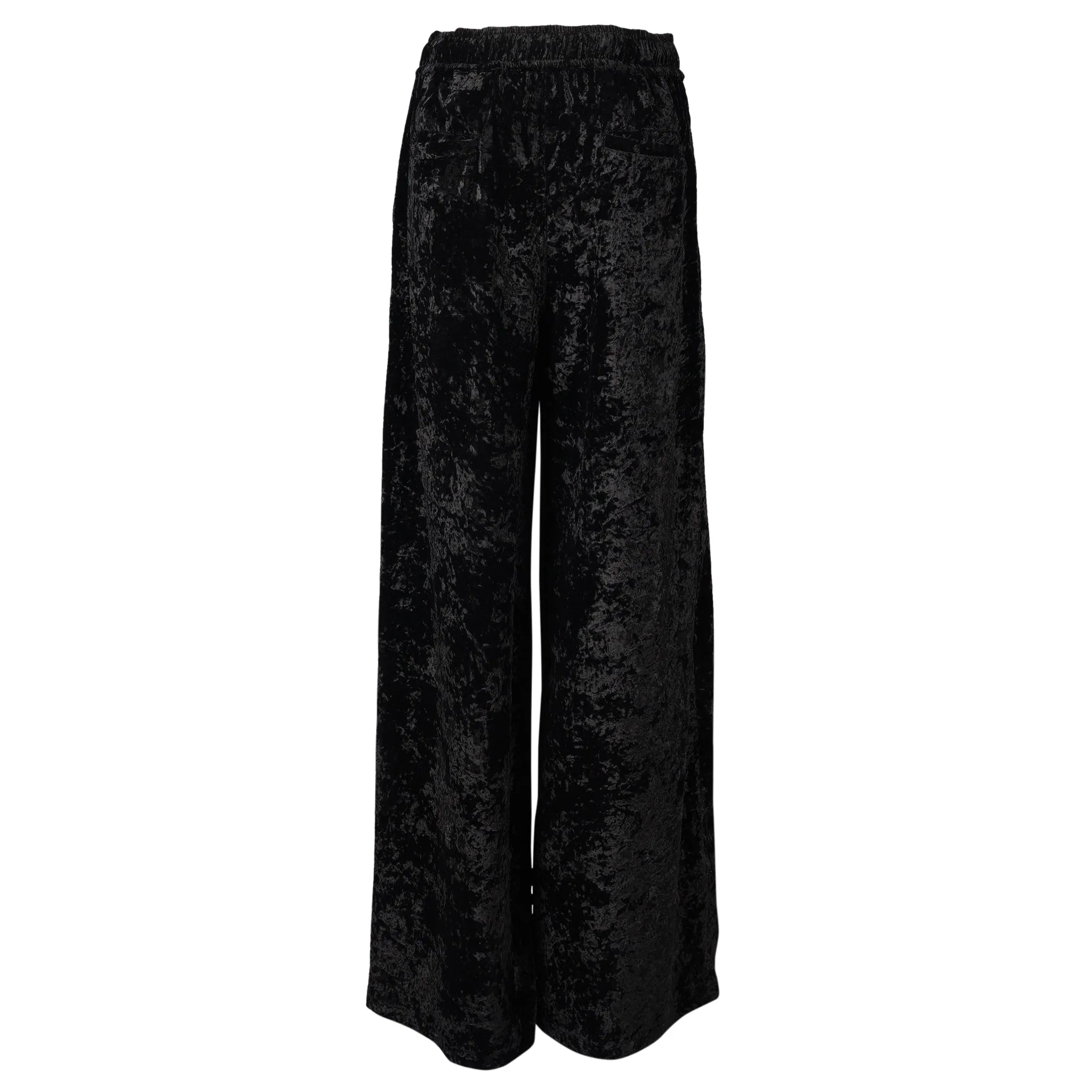 CRUSHED VELVET WIDE PANTS / BLACK