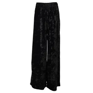 CRUSHED VELVET WIDE PANTS / BLACK