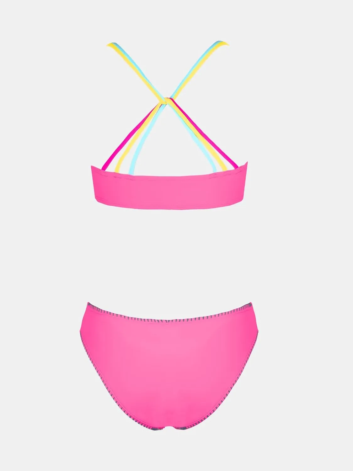 CUPSHE Women's Bikini Sets Two Piece Swimsuit V Neck Crisscross Back Low Rise Stitching Cheeky Bottom