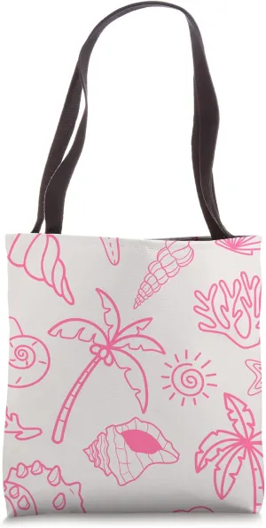 Cute Coastal Ocean Doodles Seashells Sea Palms Summer Tote Bag