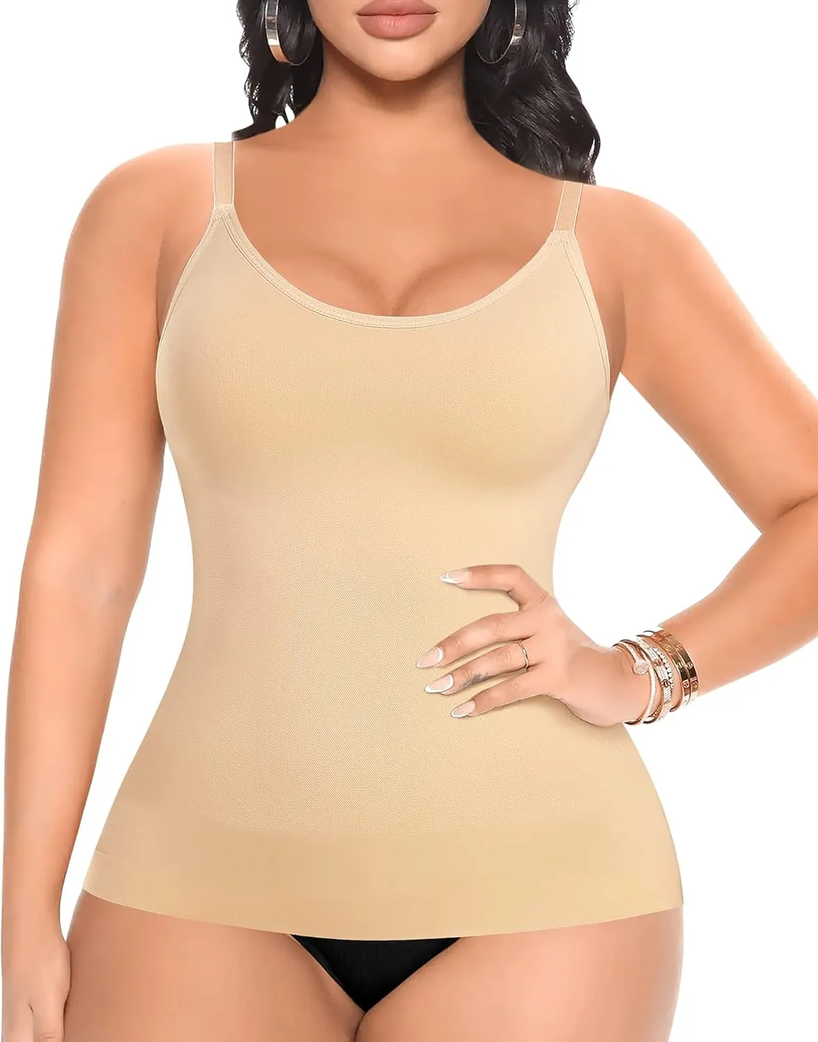 DERCA Women's Shapewear Cami Tummy Control Compression Tank Tops Adjustable Straps Body Shaper Camisoles