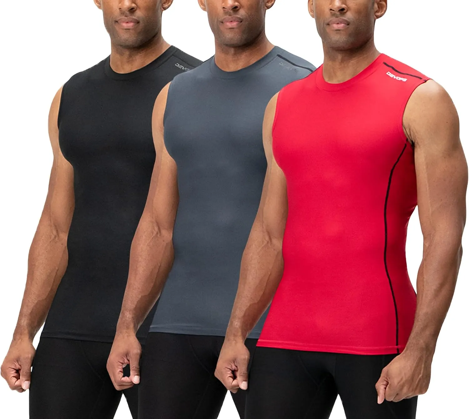 DEVOPS 3 Pack Men's Athletic Compression Shirts Sleeveless