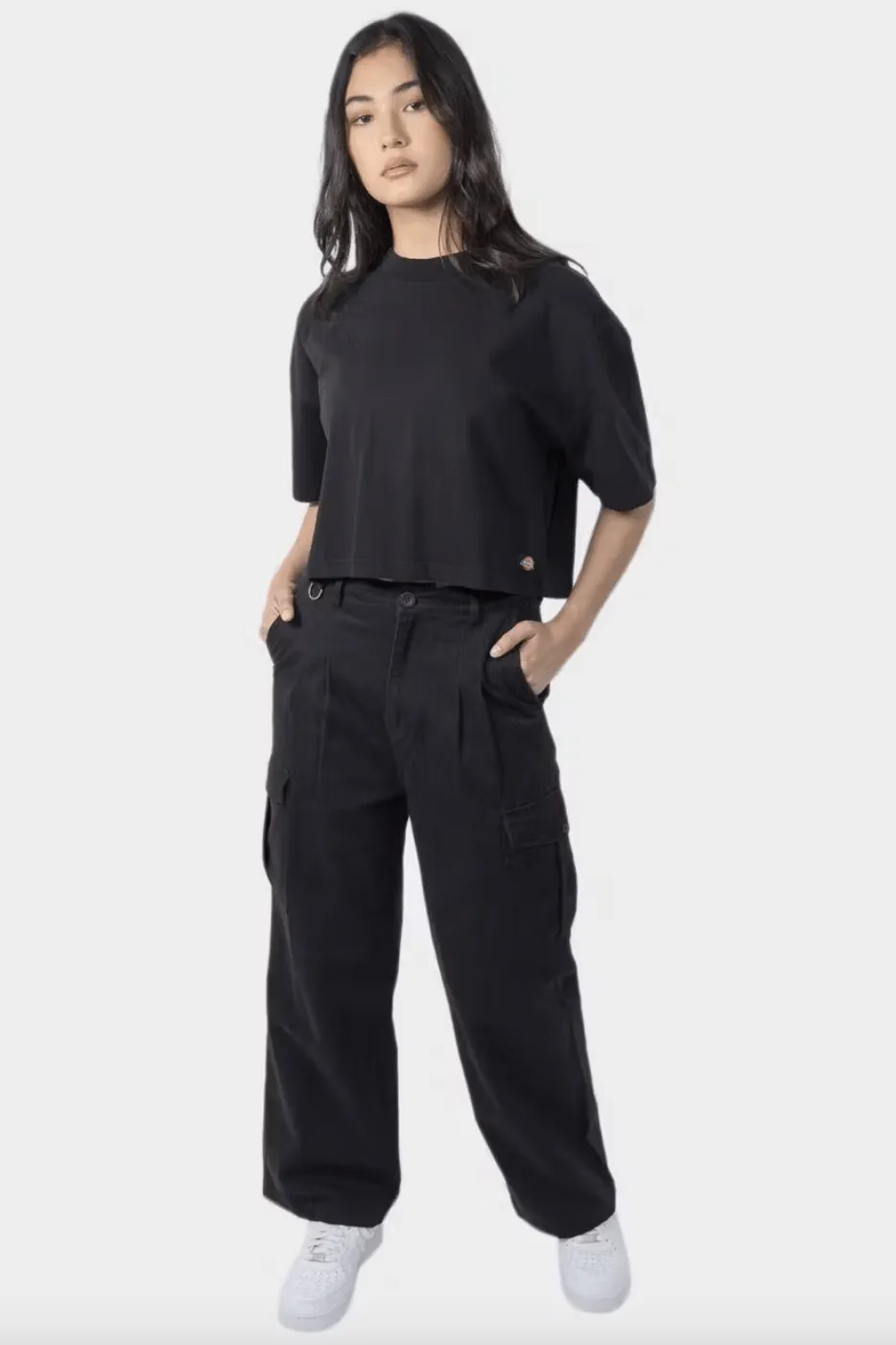 DICKIES WOMENS HOLLAND PLEATED CARGO PANT - BLACK