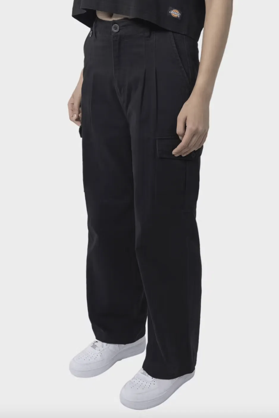 DICKIES WOMENS HOLLAND PLEATED CARGO PANT - BLACK