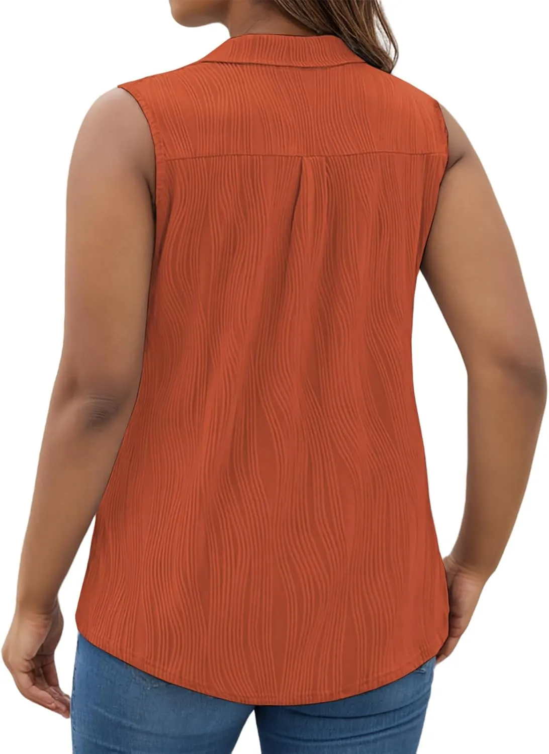 DOLNINE Womens-Plus-Size-Summer-Tank-Tops Dressy V Neck Collared Polo Shirts Casual Sleeveless Tunics Trendy Textured Blouses