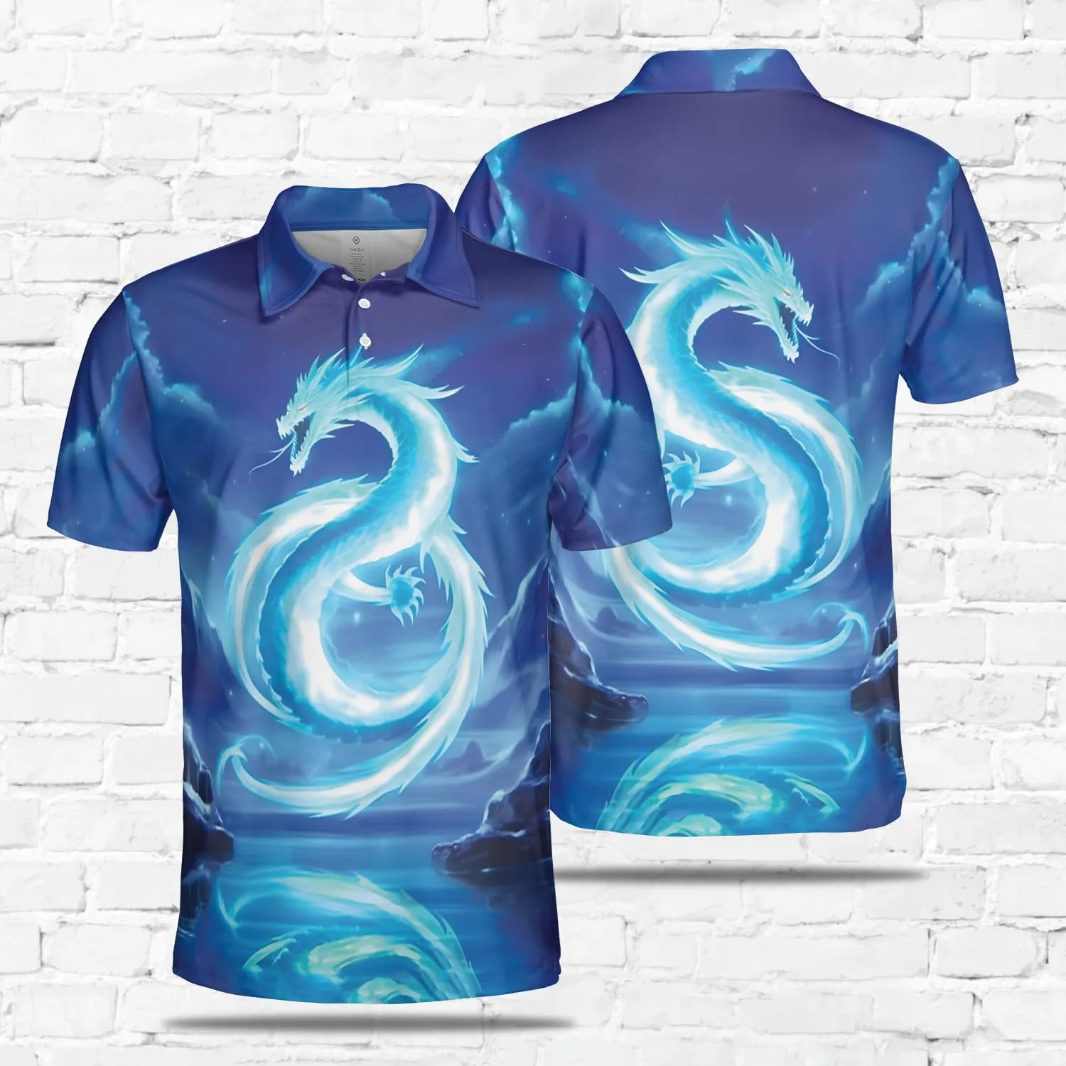 Dragon Polo Shirts for Men - Mythical Creature Men's Regular Fit Quick Dry Golf Polo Shirt Series 06
