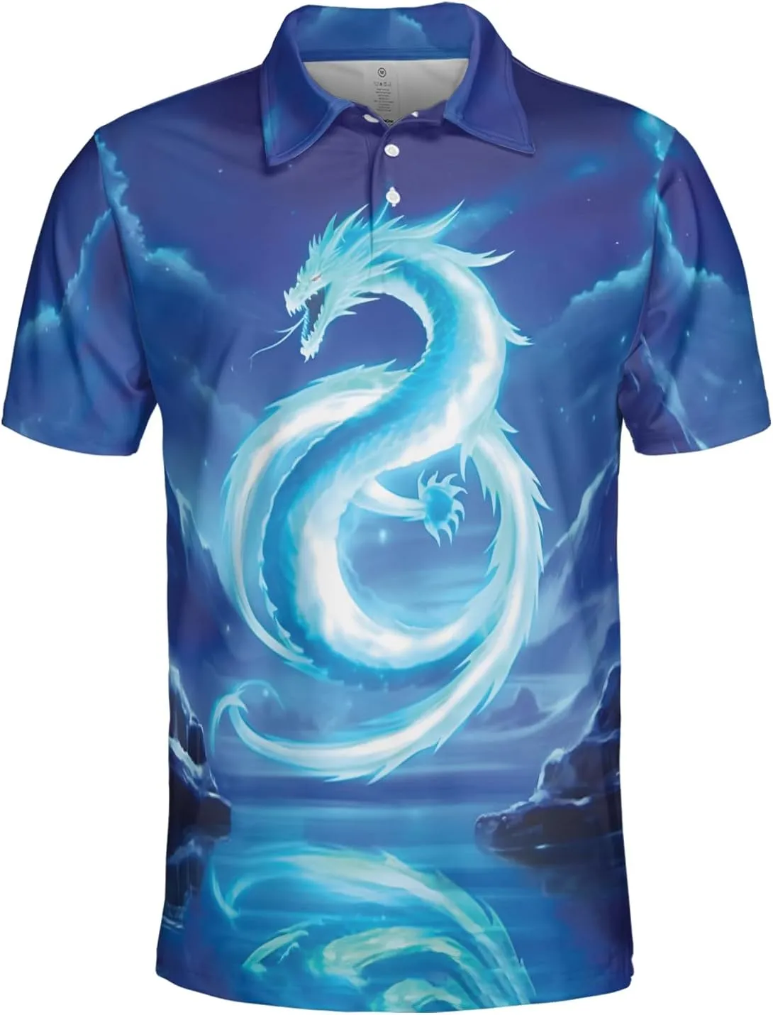 Dragon Polo Shirts for Men - Mythical Creature Men's Regular Fit Quick Dry Golf Polo Shirt Series 06