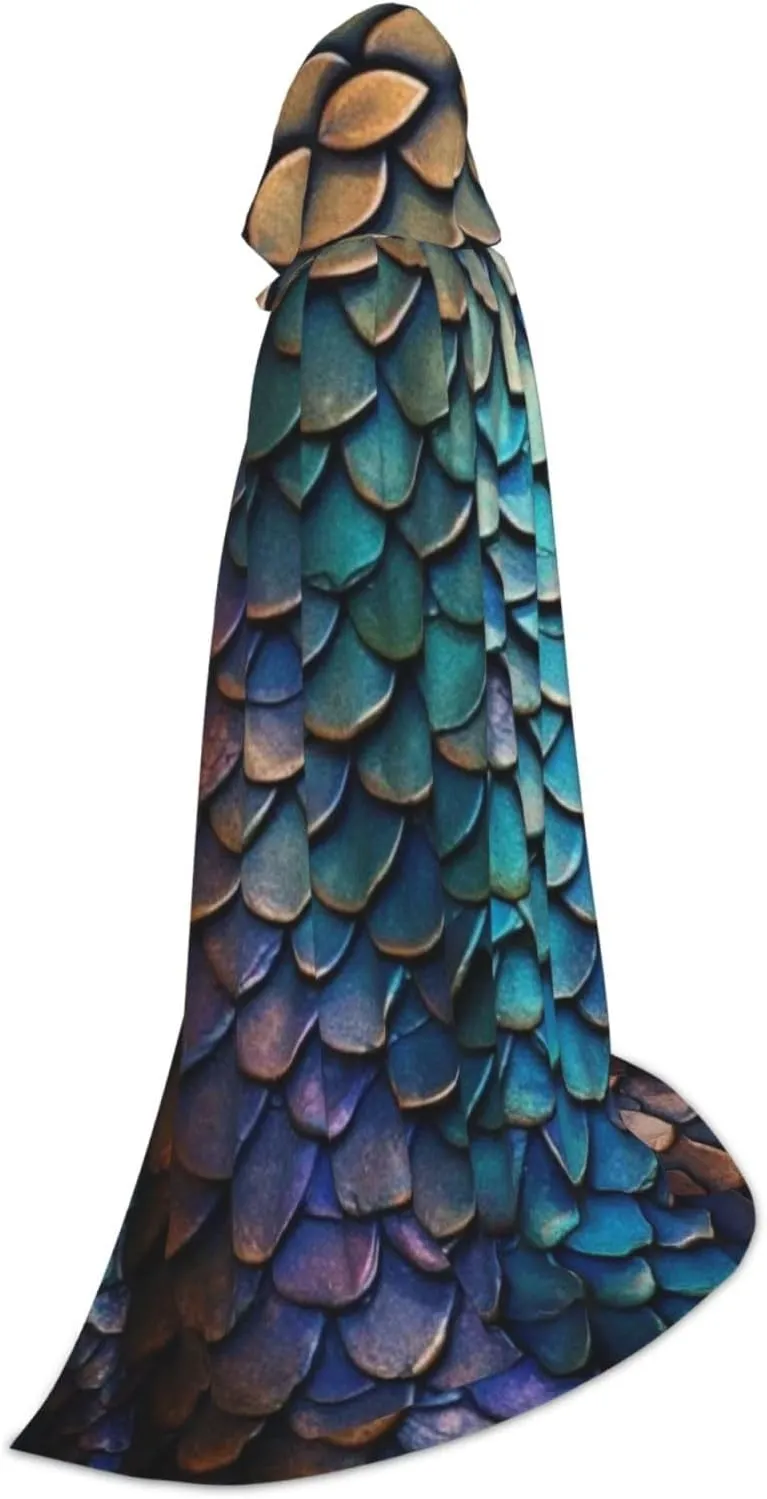 Dragon Scales Halloween Cape For Teenagers, Hooded Cloak Long Cape Costume Cloak For Party Or Cosplay
