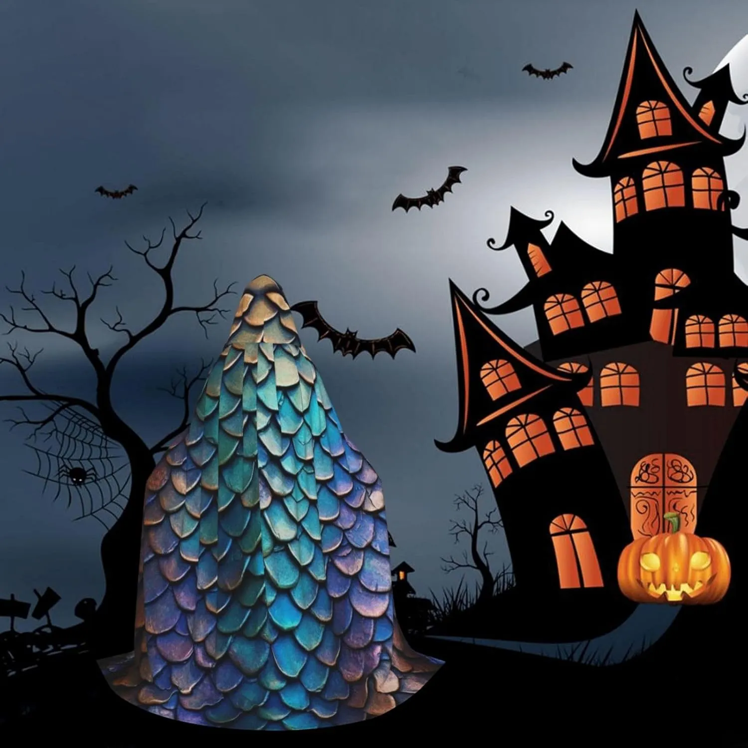 Dragon Scales Halloween Cape For Teenagers, Hooded Cloak Long Cape Costume Cloak For Party Or Cosplay