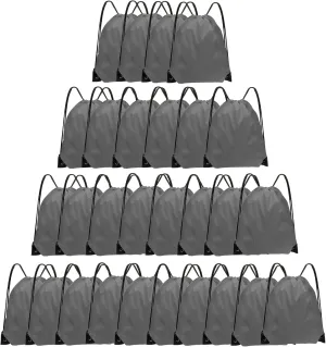 Drawstring Bags 28 PCS Drawstring Backpack Bulk String Backpack Cinch Bag Sackpack for Men Women Gym (Grey)