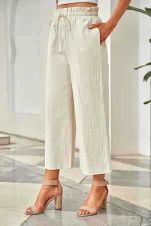 Drawstring Paperbag Waist Wide Leg Pants - 6 Colors