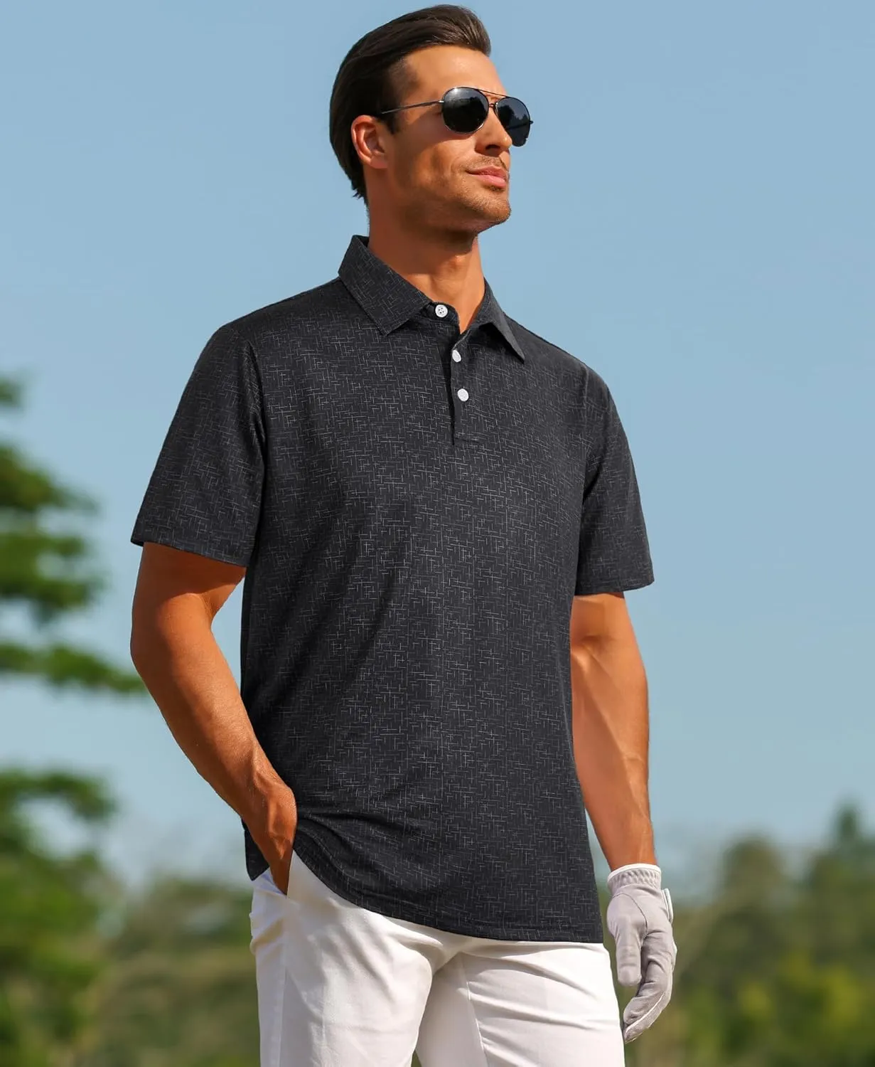 ELETOP Mens Golf Polo Shirts Moisture Wicking Quick Dry Short Sleeve Polo Casual Fashion Golf Shirt for Men