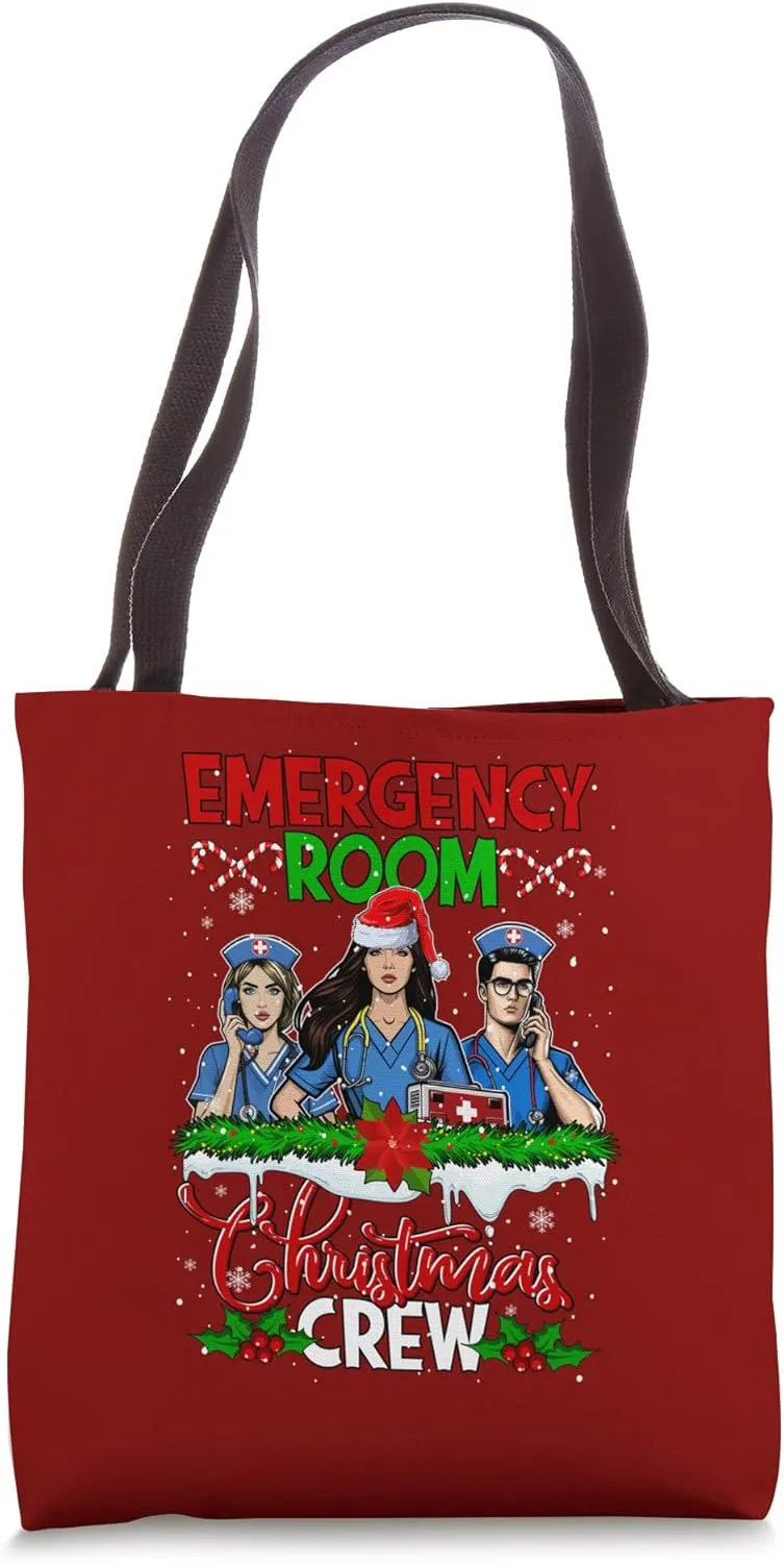 Emergency Room Christmas Crew Matching Doctor Nurse Job Tote Bag