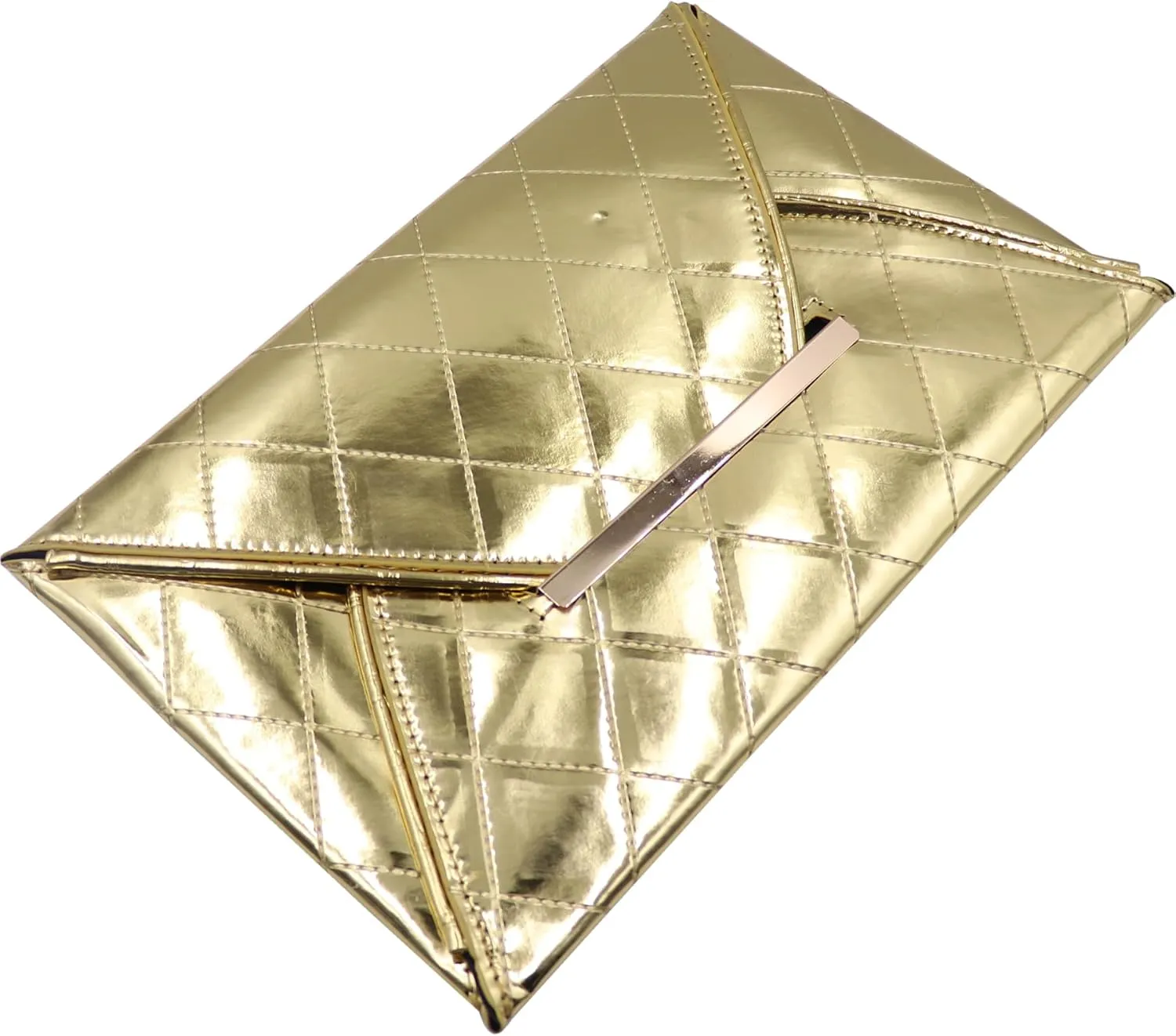 Envelope Clutch Purse for Women Oversize PU Leather Envelope Clutch Evening Handheld Purse Clutch Wallet,Black, Gold