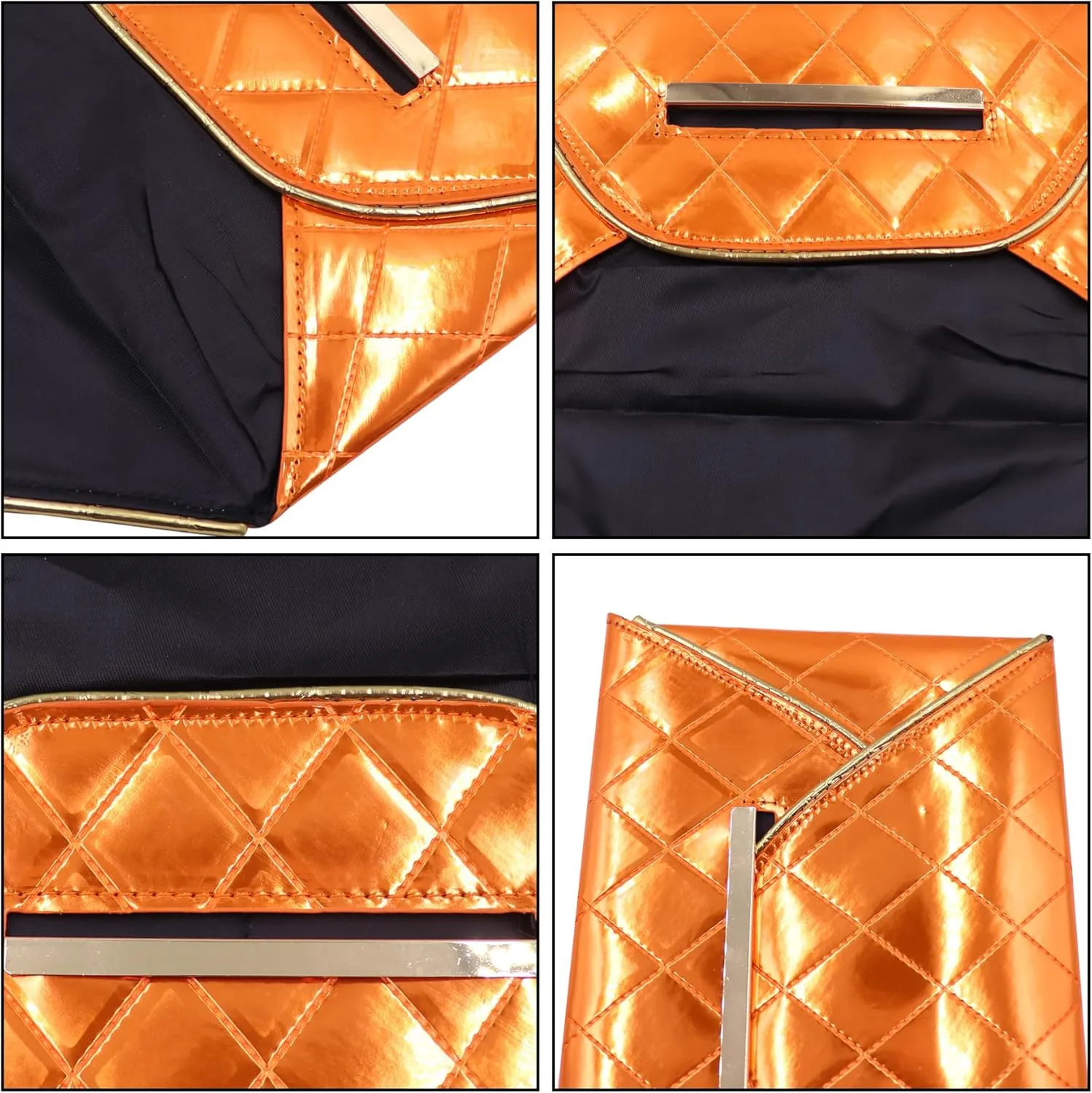 Envelope Clutch Purse for Women Oversize PU Leather Envelope Clutch Evening Handheld Purse Clutch Wallet,Black, Orange