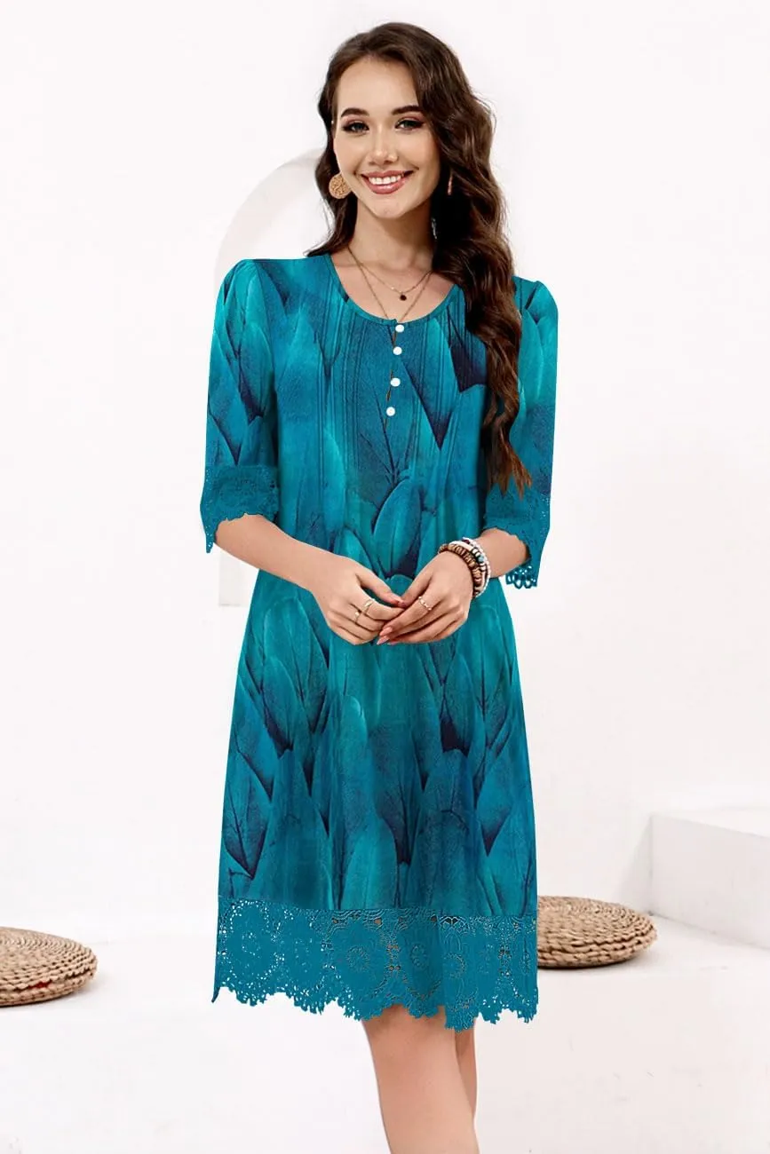 ETCYY Womens Casual Short Sleeve Summer Dresses Tiered Shirt Maxi Beach Dress 2025 Spring Boho 3/4 Sleeve Midi Sundresses