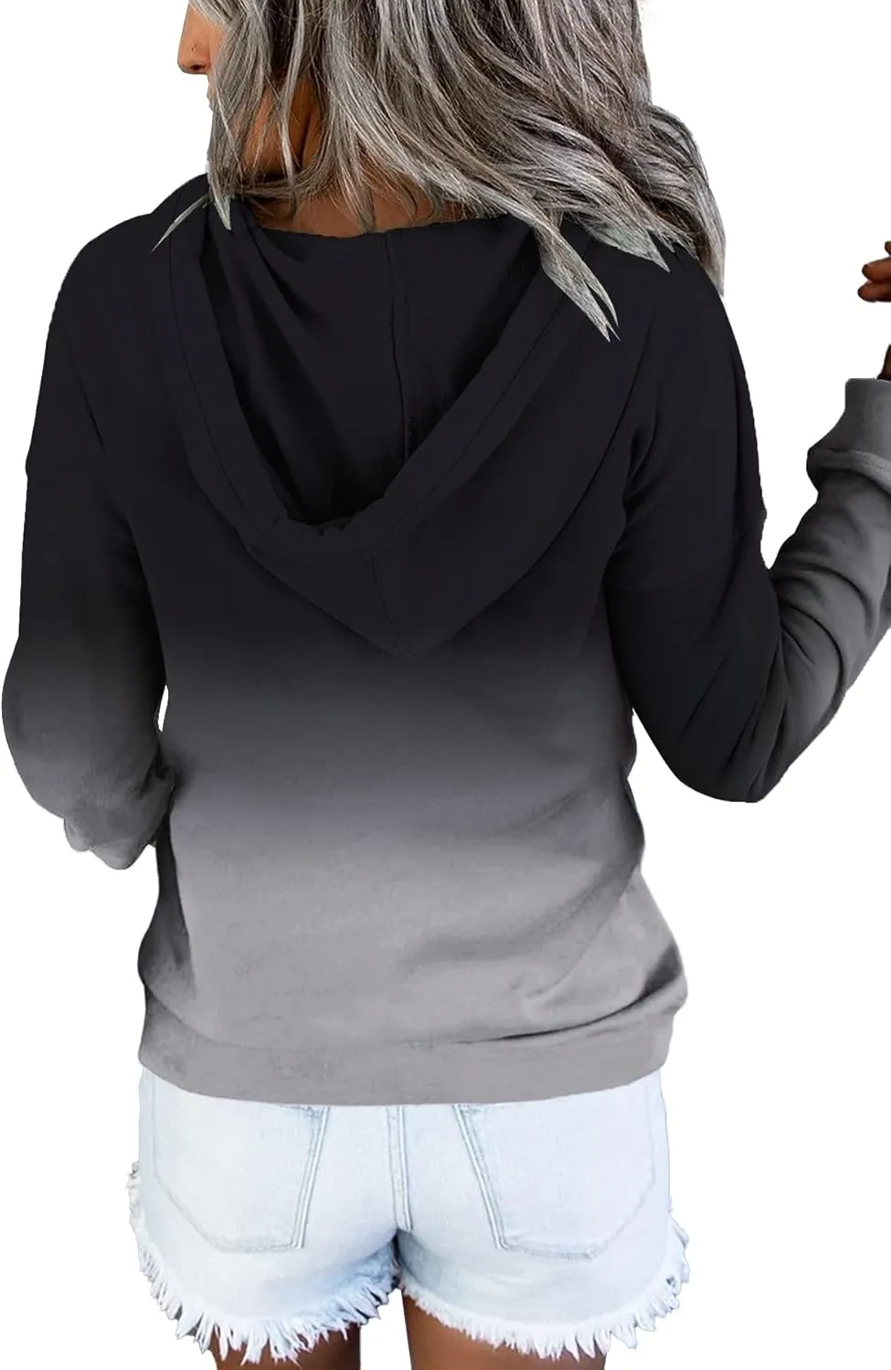 ETCYY Women's Tie Dye Hoodies Tops Long Sleeve Casual Colorblock Button Down Pullover Sweatshirt with Pocket
