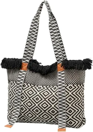 Ethnic Boho Shoulder Bag for Women Canvas Large Hobo Bag Purse Handbag for Beach Travel Work