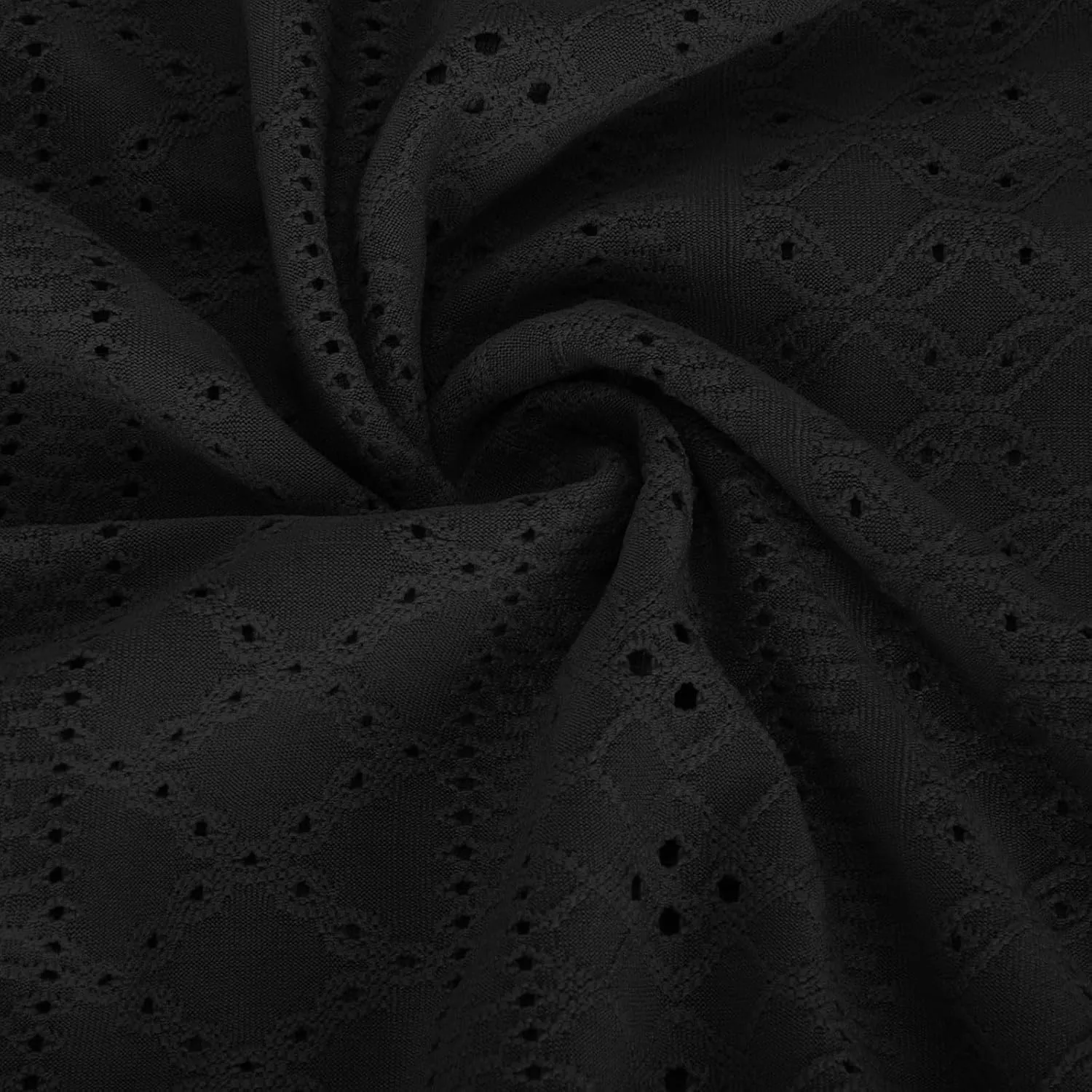 Eyelet Dresses Women 2025 Fashion Round Neck Short Sleeve Solid Color Midi Dress Vacation Summer Dress with Pockets