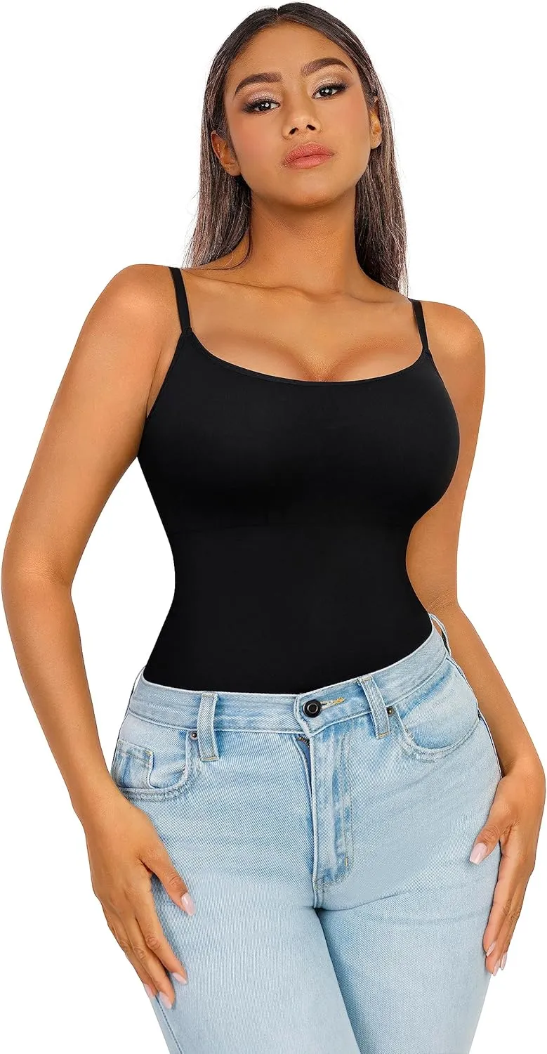 FeelinGirl Compression Cami for Women Tummy Control Camisole with Padded Bras Scoop Neck Shapewear Tank Tops