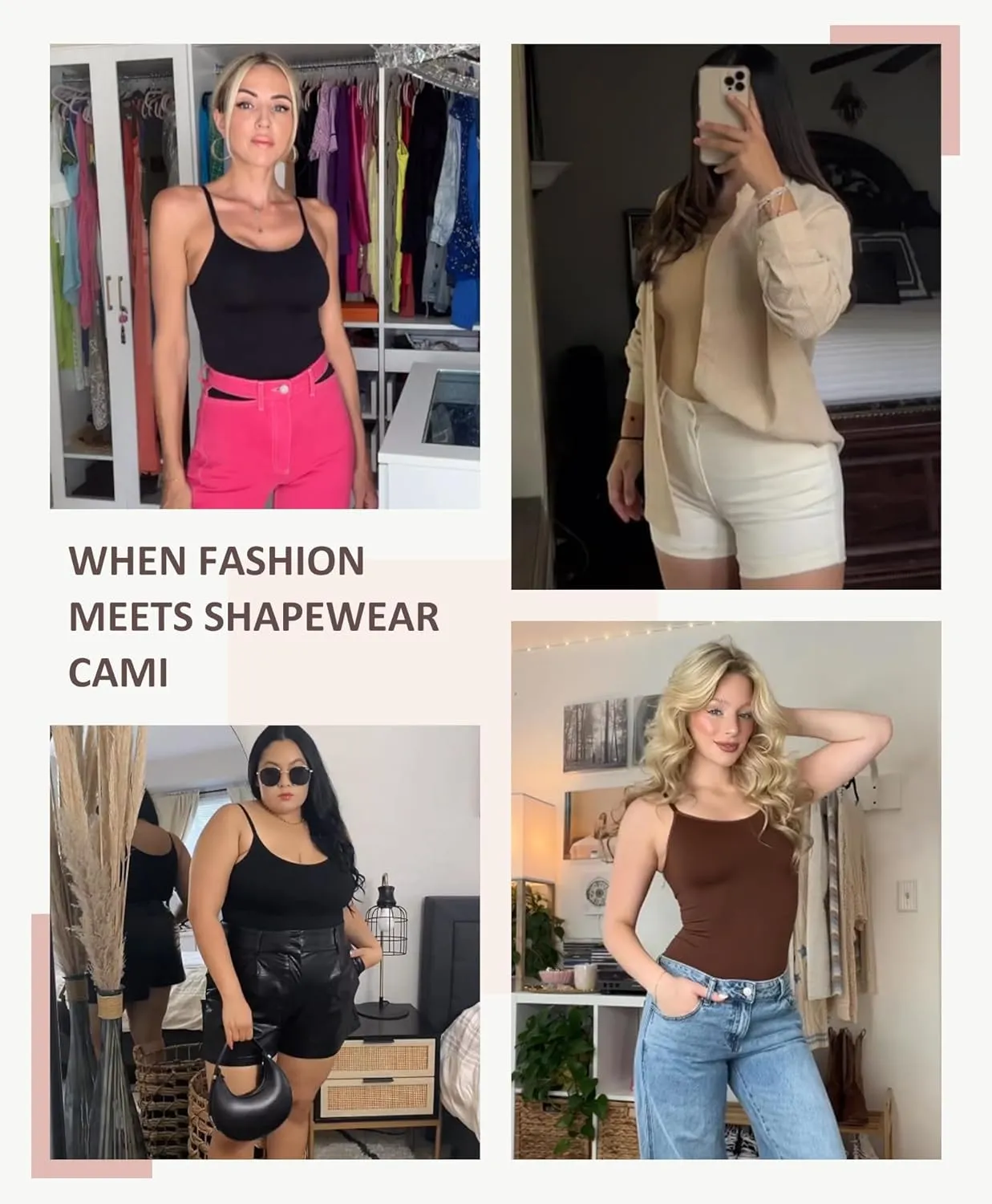 FeelinGirl Women's Tummy Control Camisole Seamless Shapewear Tank Top Slimming Cami Shaper with Compression