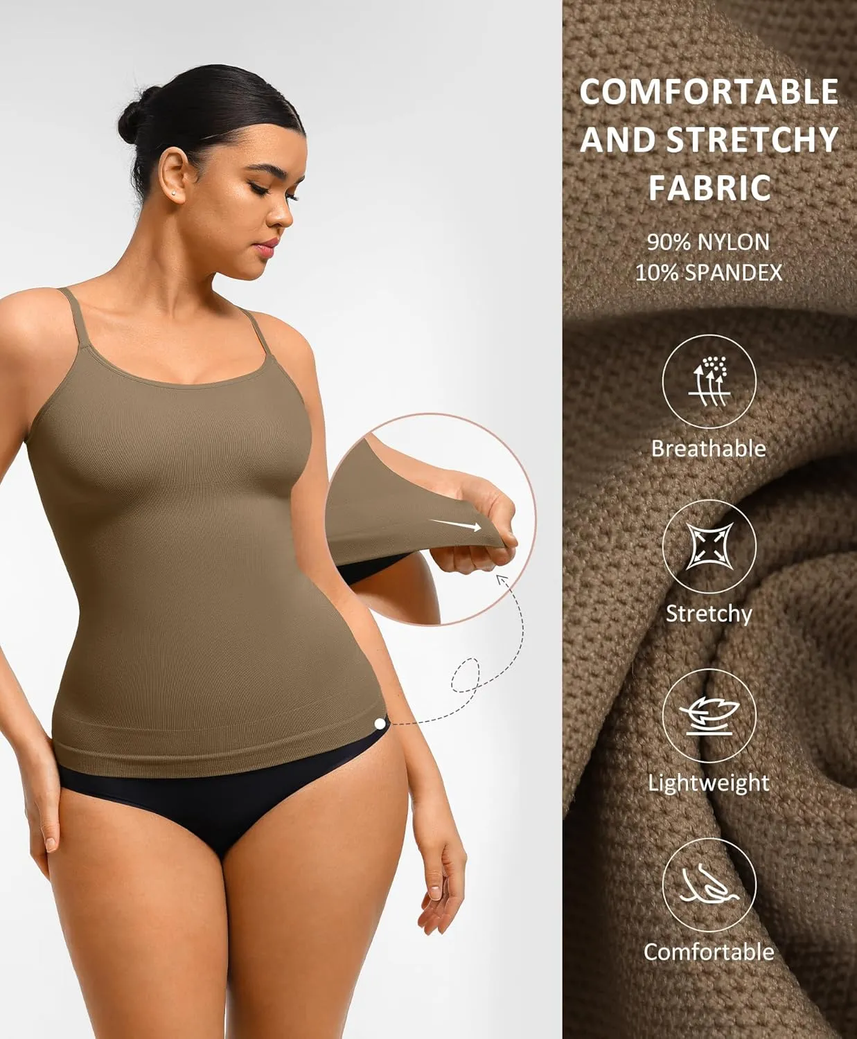 FeelinGirl Women's Tummy Control Camisole Seamless Shapewear Tank Top Slimming Cami Shaper with Compression