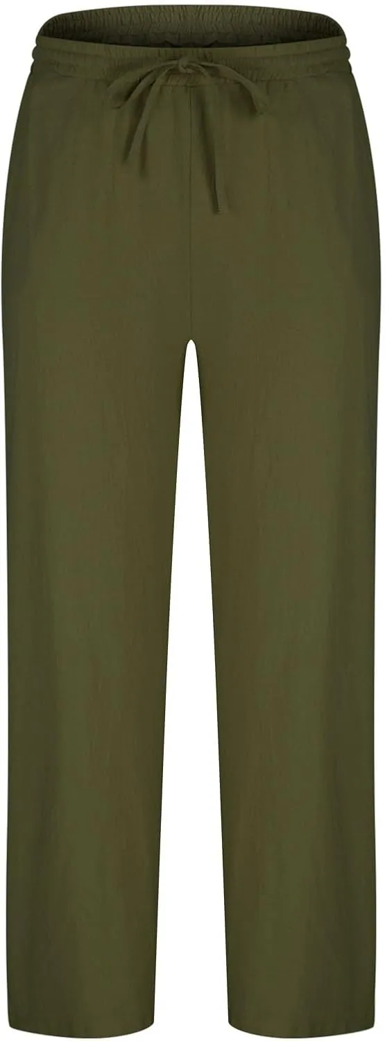Finelylove Lounge Pants for Men Big and Tall Regular Fit Lightweight Beach Yoga Pants Solid Drawstring Casual Trousers