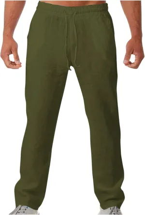 Finelylove Lounge Pants for Men Big and Tall Regular Fit Lightweight Beach Yoga Pants Solid Drawstring Casual Trousers