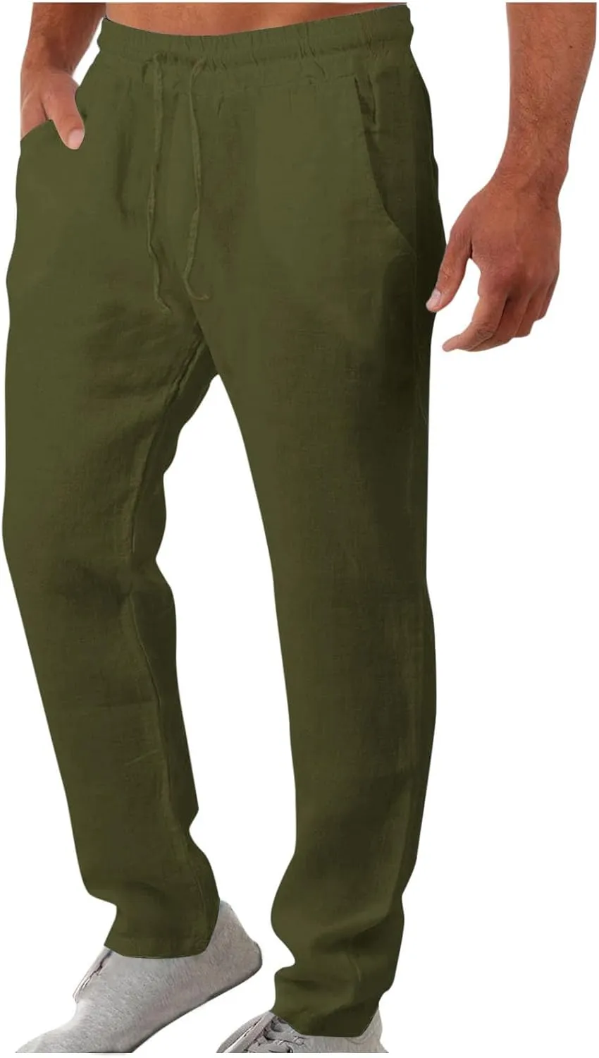 Finelylove Lounge Pants for Men Big and Tall Regular Fit Lightweight Beach Yoga Pants Solid Drawstring Casual Trousers