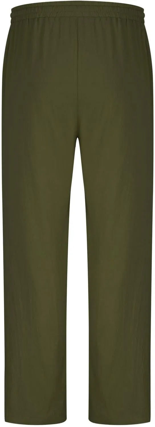 Finelylove Lounge Pants for Men Big and Tall Regular Fit Lightweight Beach Yoga Pants Solid Drawstring Casual Trousers