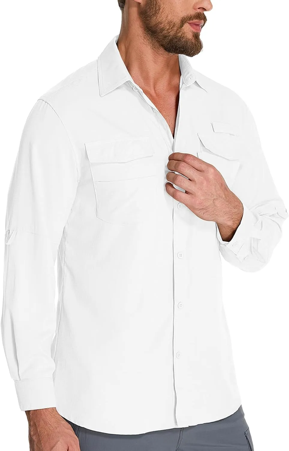 Fishing Shirts for Men, Sun Protection Long Sleeve Hiking Outdoor UV Shirt Quick Dry UPF 50  for Travel Safari Camping