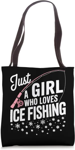 Girl Ice Fishing Tote Bag