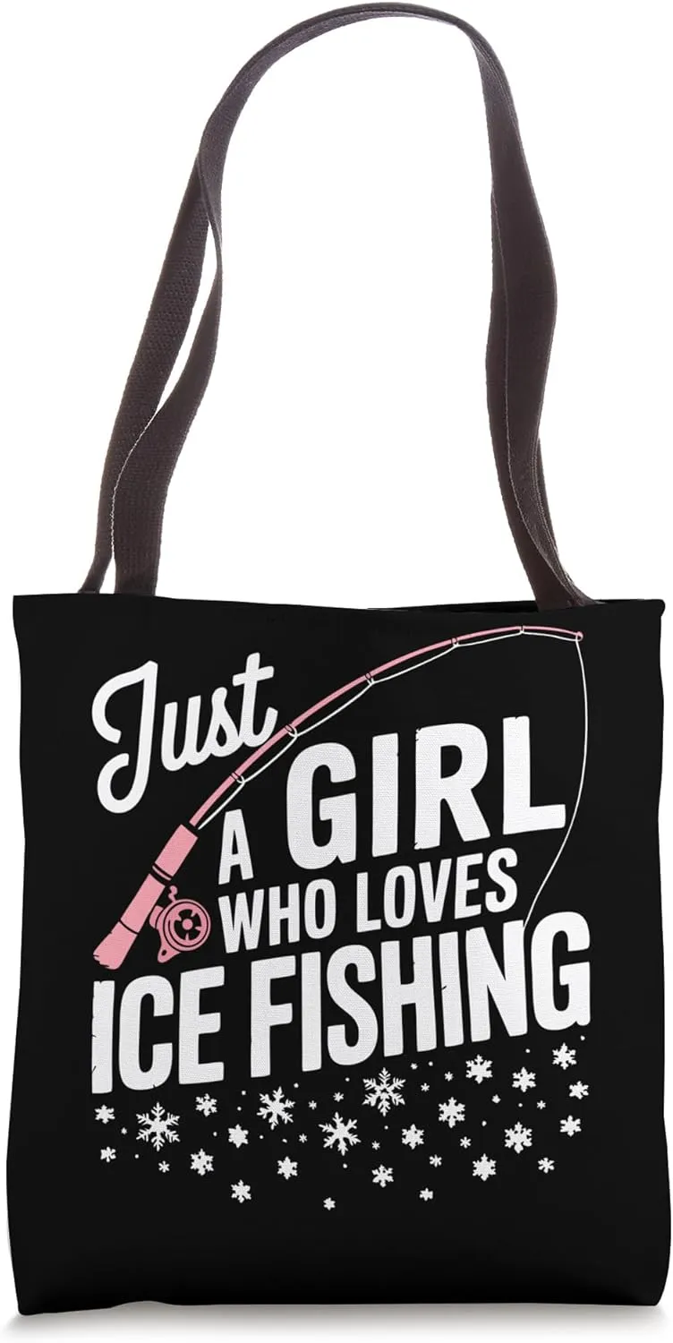 Girl Ice Fishing Tote Bag