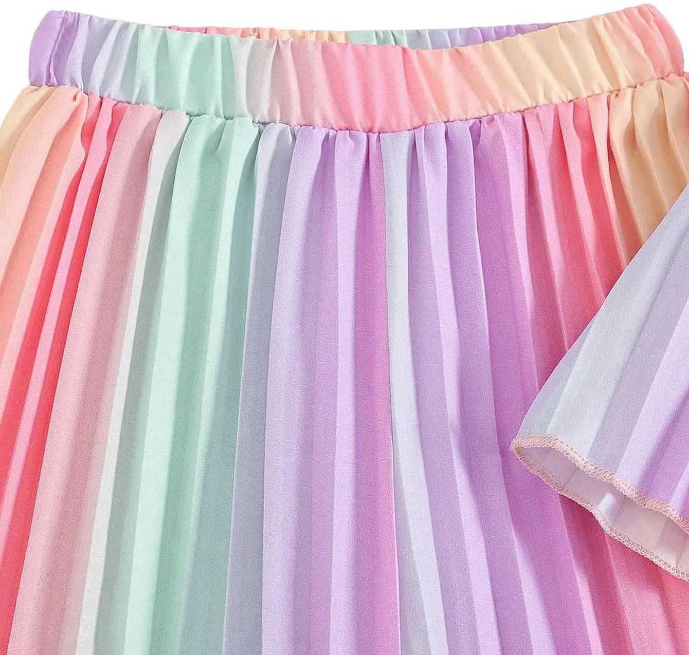 Girl's 2 Piece Boho Outfits Pleated Spaghetti Strap Camisoles and Elastic Waist Wide Leg Pants