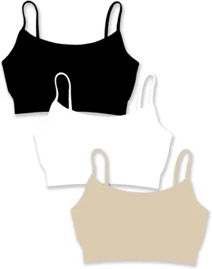 Girls Bra Camisole - Crop Cami Bras for Girls Spaghetti Straps Comfort and Function (One Size fits Girls 10-14)