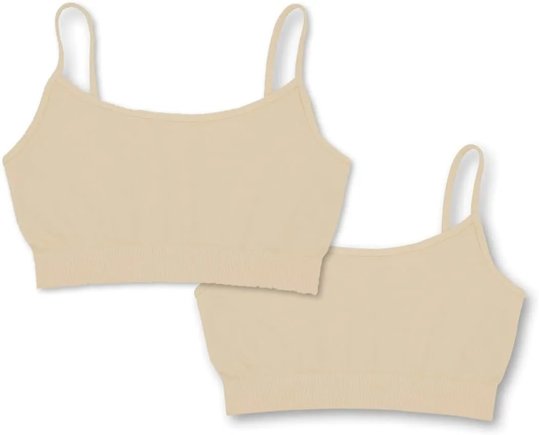 Girls Bra Camisole - Crop Cami Bras for Girls Spaghetti Straps Comfort and Function (One Size fits Girls 10-14)