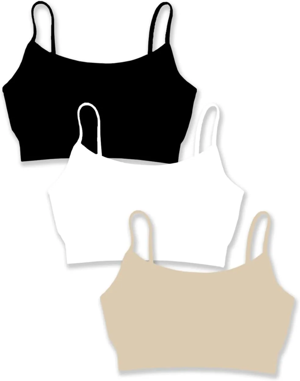 Girls Bra Camisole - Crop Cami Bras for Girls Spaghetti Straps Comfort and Function (One Size fits Girls 10-14)