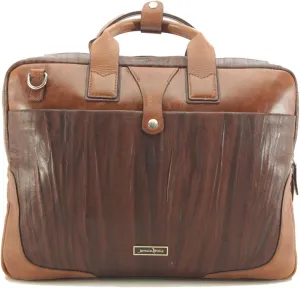 Glossy Design Laptop Bag Semi Aneline Leather Laptop Bag For Men Professional Business Office Work Bag Waterproof Lightweight Laptop Bag - Dark Tan