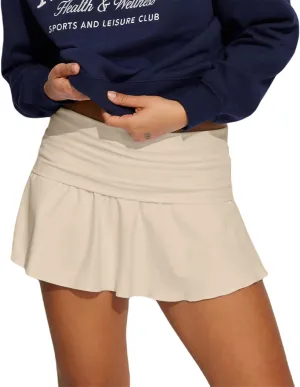 Hafailia Skorts for Women with Pockets Casual Fold Over Low Waist Pleated Tennis Athletic Mini Skirts with Shorts Underneath
