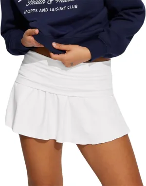 Hafailia Skorts for Women with Pockets Casual Fold Over Low Waist Pleated Tennis Athletic Mini Skirts with Shorts Underneath