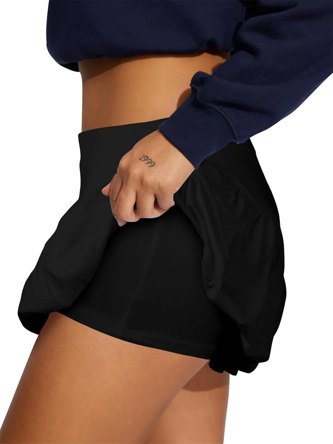 Hafailia Womens Mini Skorts Sexy Ruched Waist Pencil Bodycon A-Line Skirts with Shorts Underneath