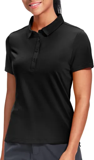 Haimont Womens Polo Shirts Golf Casual Work Short Sleeve UPF 50   Sun Protection 4 Buttons Collared Shirt Quick Dry Tops