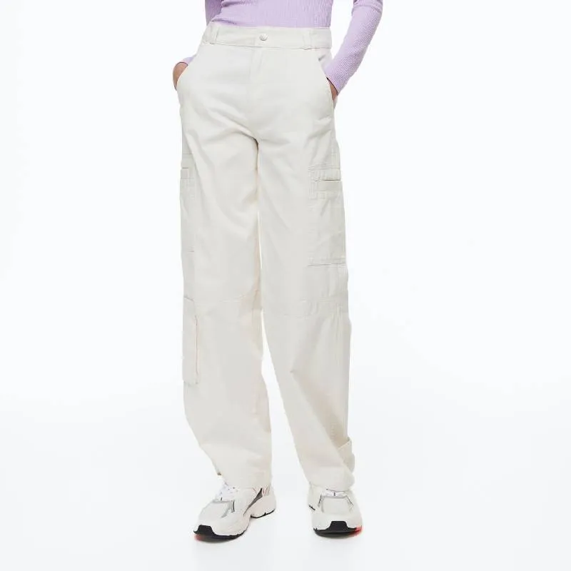 H&M straight-leg trousers, white