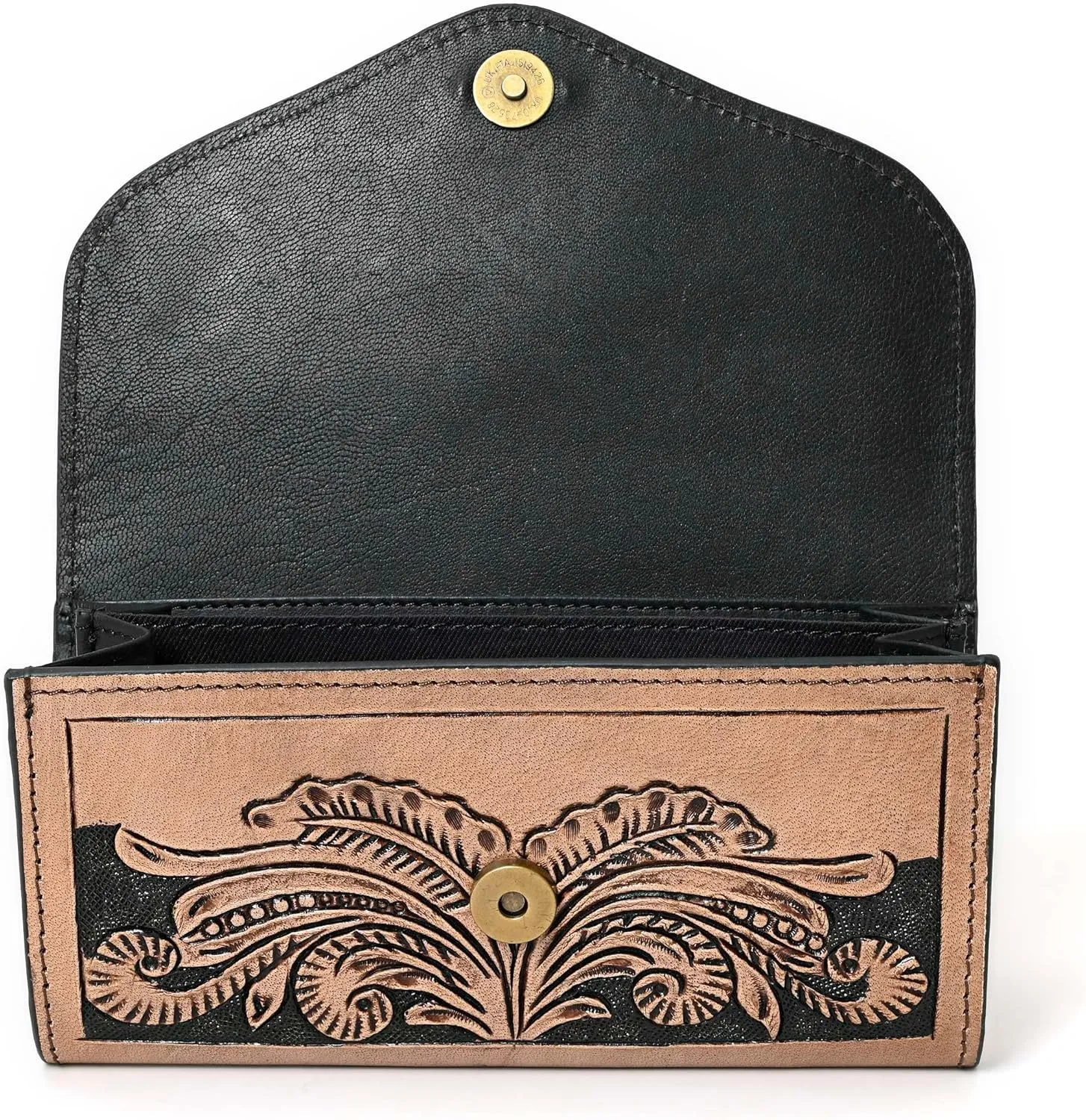 Hand-Tooled Leather Wallet for Women  RFID Blocking Vintage Cowhide Clutch | Long Western Style Purse with Large Capacity, Card Slots & Phone Holder