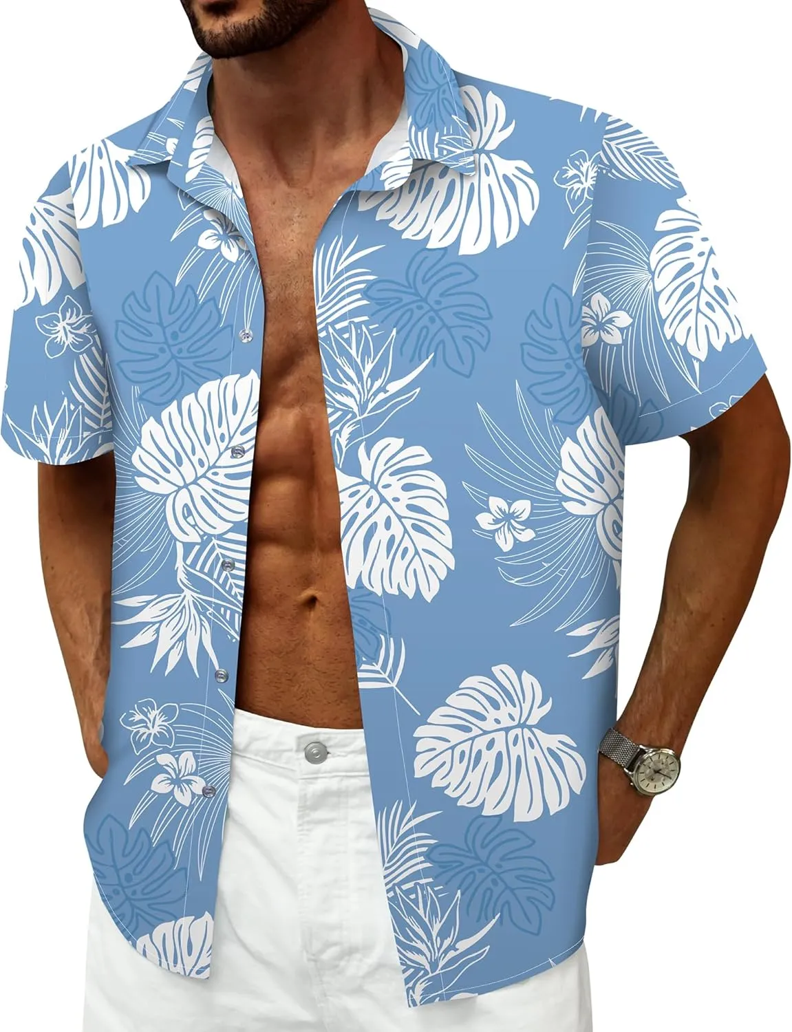Hawaiian Shirt for Men Beach Shirts Summer Button Down Short Sleeve Tropical Tops Vacation Aloha Outfits Cruise Clothes