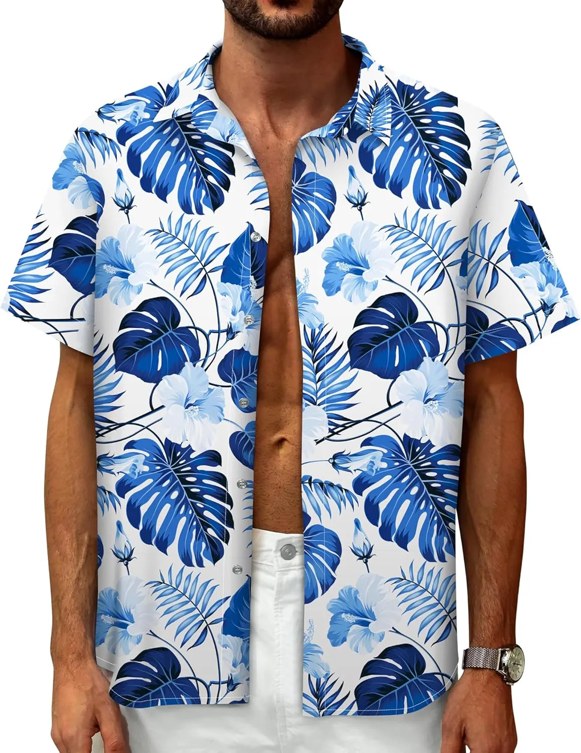 Hawaiian Shirt for Men Beach Shirts Summer Button Down Short Sleeve Tropical Tops Vacation Aloha Outfits Cruise Clothes