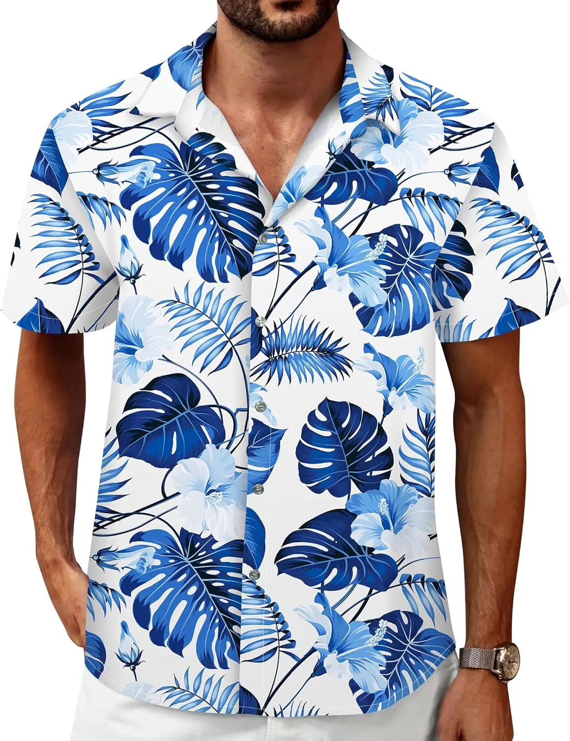 Hawaiian Shirt for Men Beach Shirts Summer Button Down Short Sleeve Tropical Tops Vacation Aloha Outfits Cruise Clothes