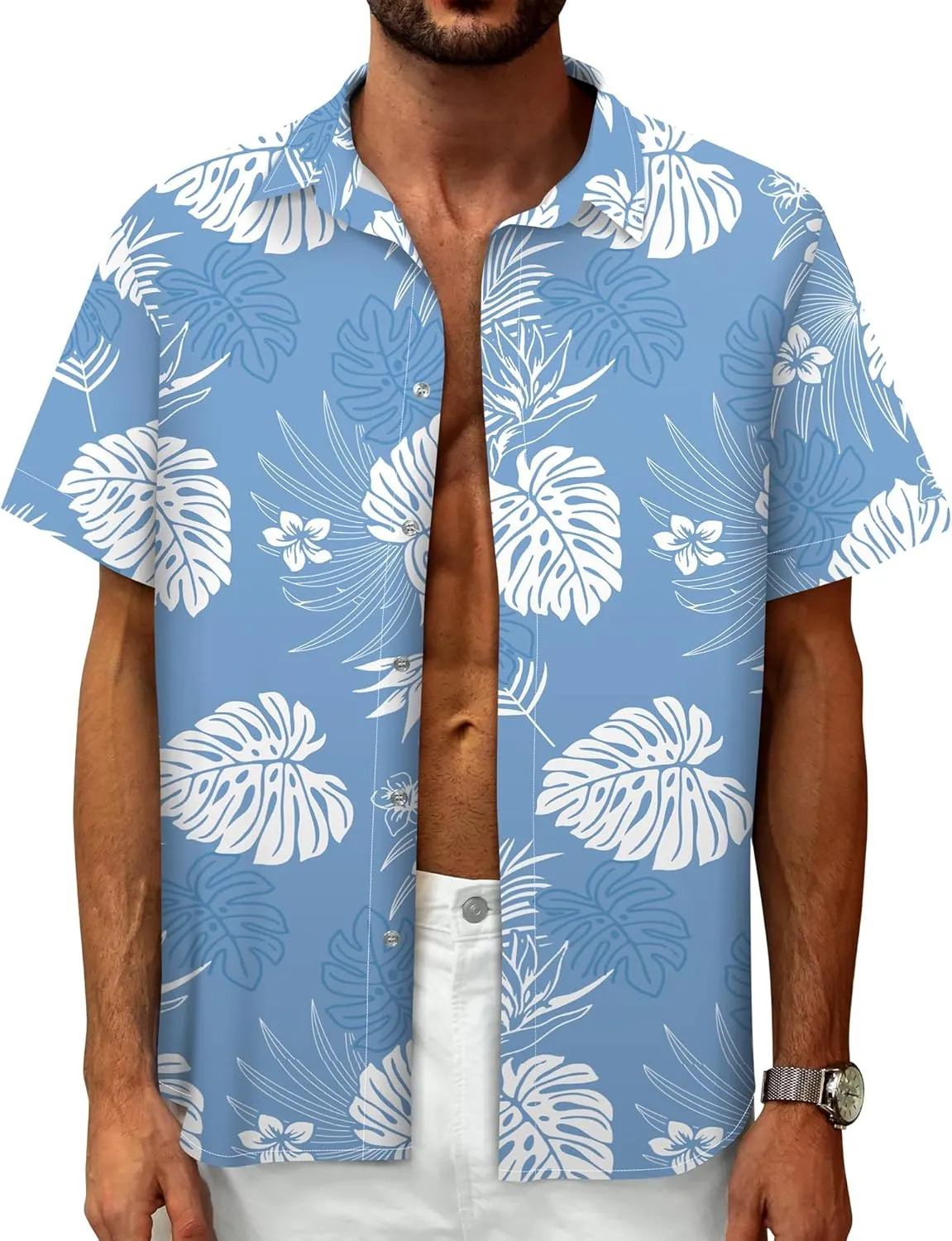 Hawaiian Shirt for Men Beach Shirts Summer Button Down Short Sleeve Tropical Tops Vacation Aloha Outfits Cruise Clothes